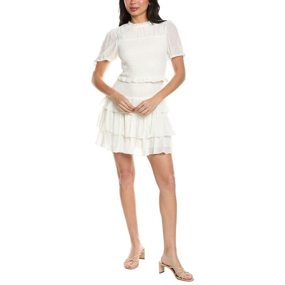 Seraphina Womens  Tiered Ruffle Mini Dress, White